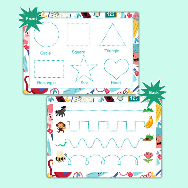 Trace At Home Worksheets – Reusable Writing Practice Mat With Dry Erase Marker Included