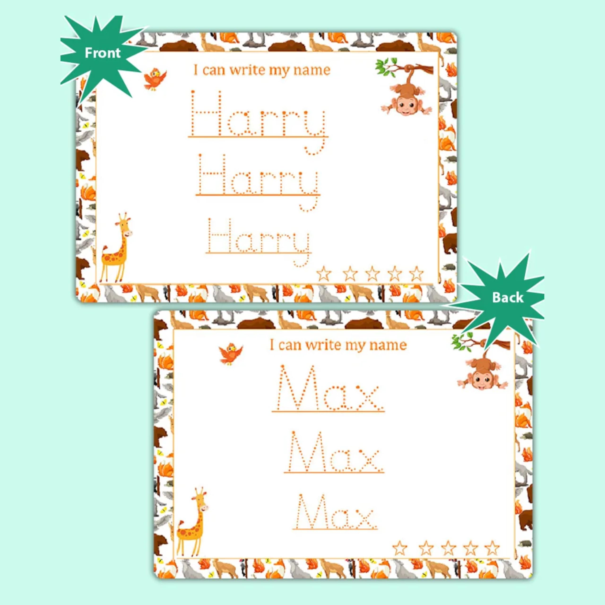 Custom Name Tracing Worksheet for Kids – Reusable Handwriting Practice Mat by ZStore