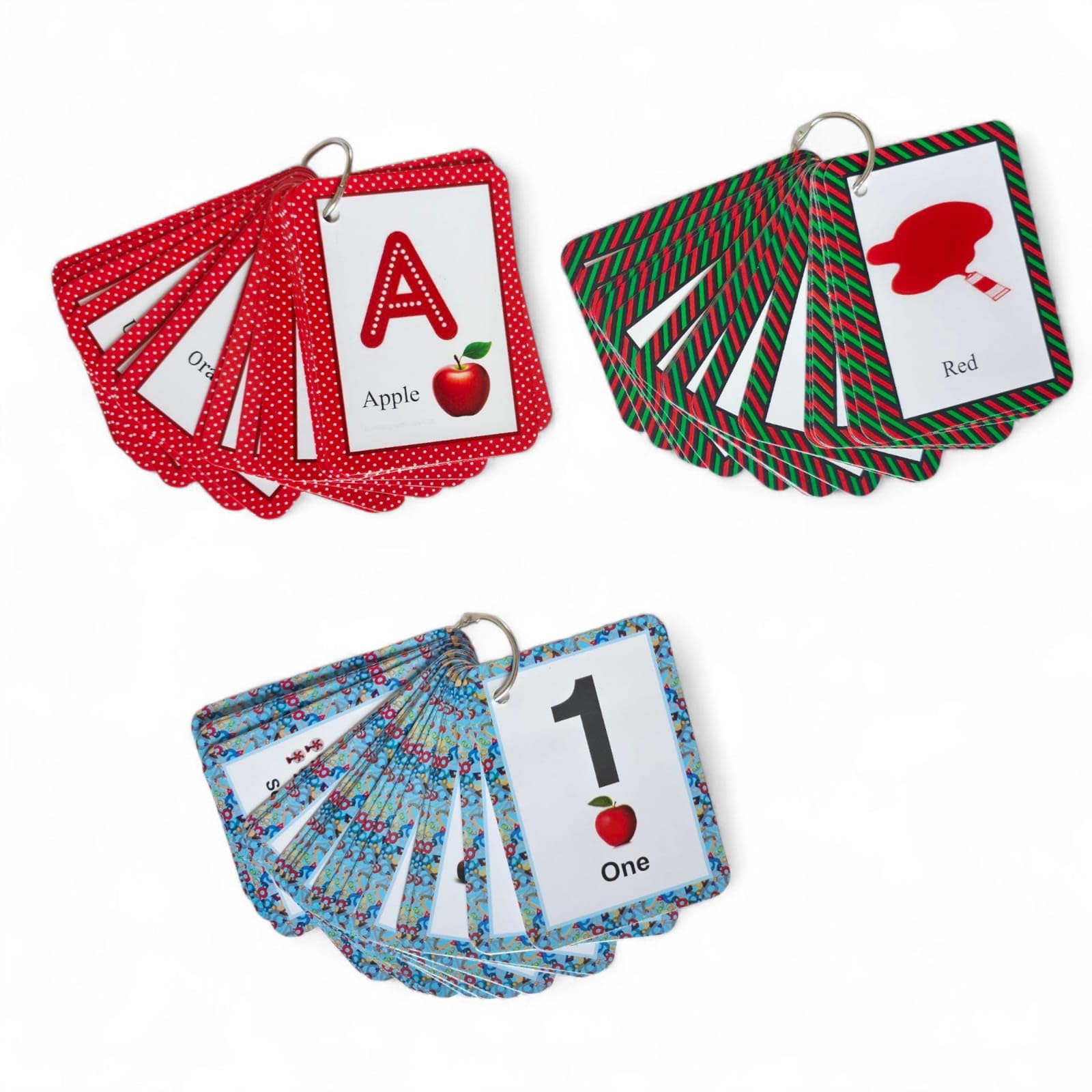 Toddler Flash Cards Set – 70 Educational Cards with Alphabet, Numbers, Colors & Shapes | Preschool Learning Flashcards with Fun Borders & Ring for Kids Ages 6m+ | ABC 123 Early Learning Toy by Zstore