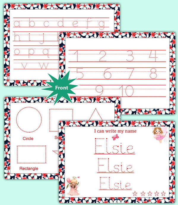 Custom Name Handwriting Sheets – Reusable Kids Tracing Mats | Waterproof Educational Set