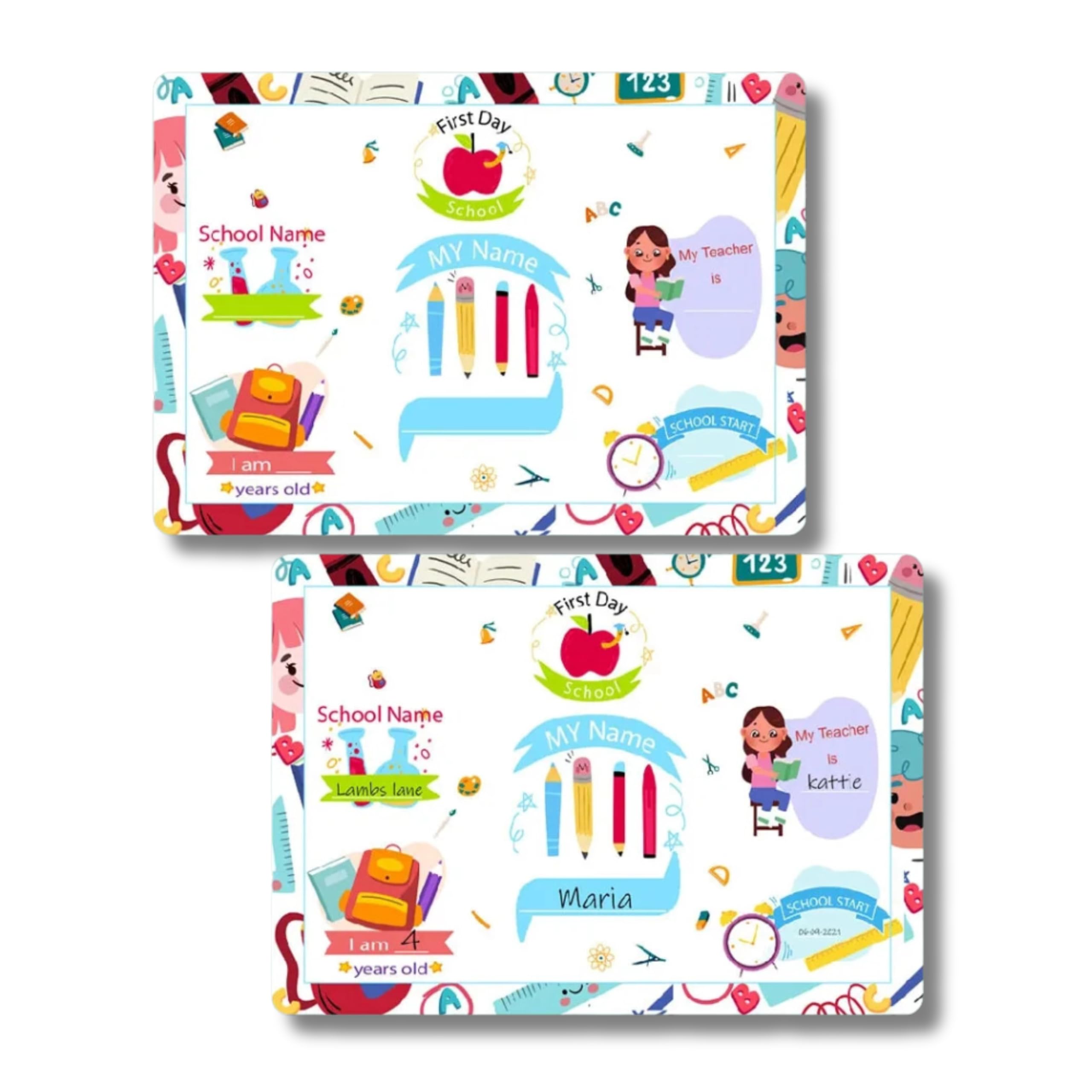 Personalized First Day Sign For Kids Custom Name Mat by ZStore