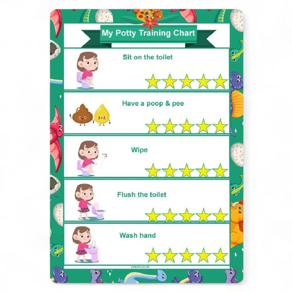 Potty Training Reward Chart – Pink Star Sticker Chart for Girls Toddlers