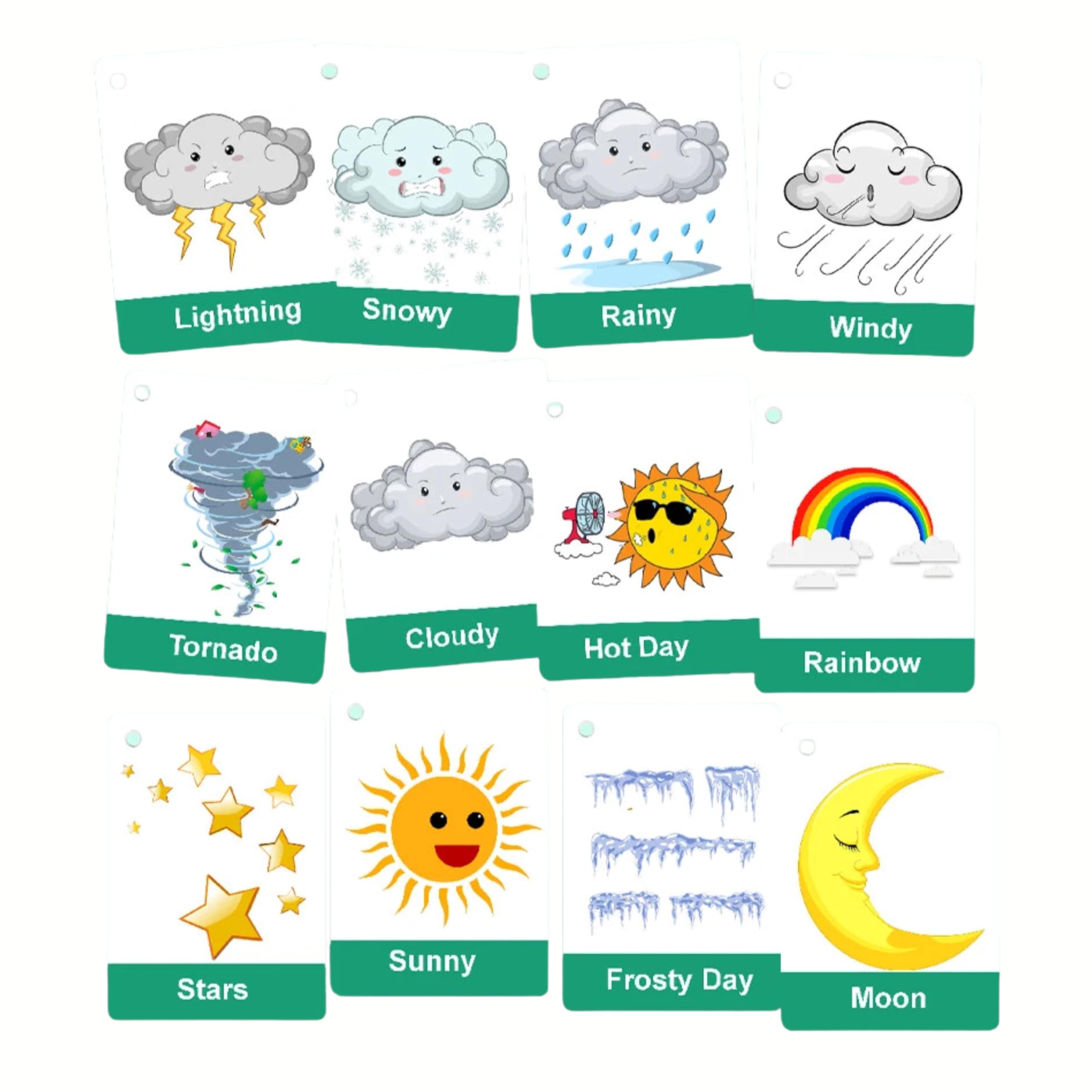 Weather Flash Cards | First Words Educational Flashcards for Toddlers and Babies | Great for Speech, Sensory Play & Early Learning at Home by Zstore