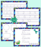 Kids Tracing Set with Pen A‑Z Alphabet, Numbers, Shapes & Custom Name 4 Workboard Mats for Handwriting Practice by ZStore