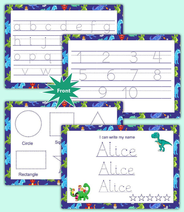 Kids Tracing Set – Alphabet Tracing Boards & Custom Name Mat with Dry Erase Marker