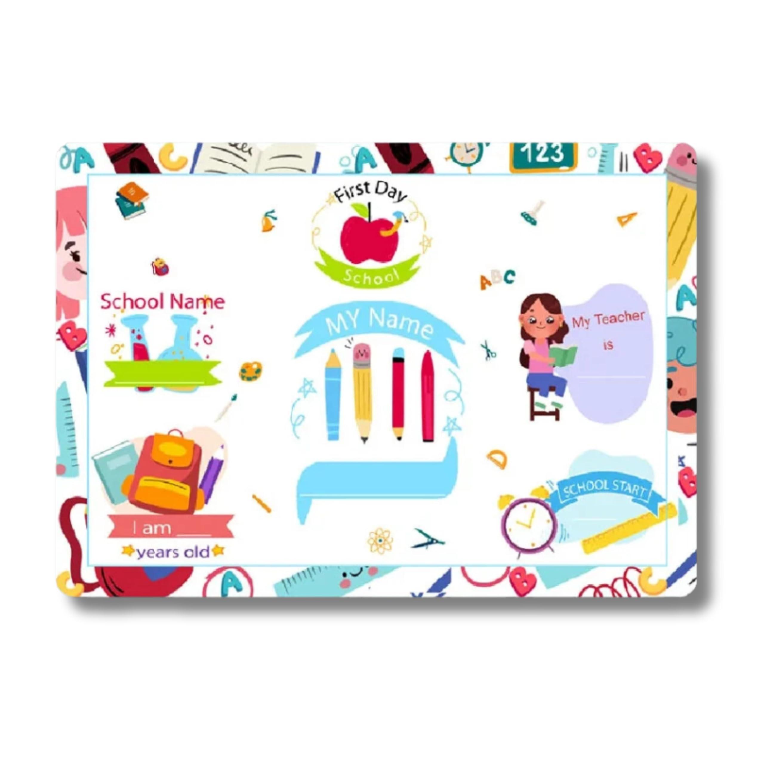 Personalized First Day Sign For Kids Custom Name Mat by ZStore