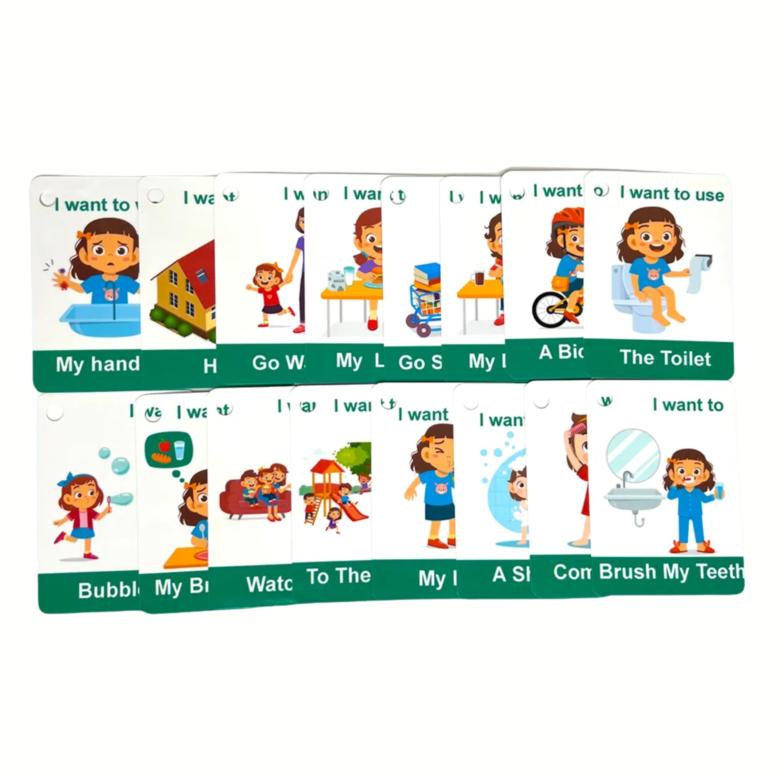 Daily Activities Flashcards For Kids 16 Cards Ring Binding by Zstore