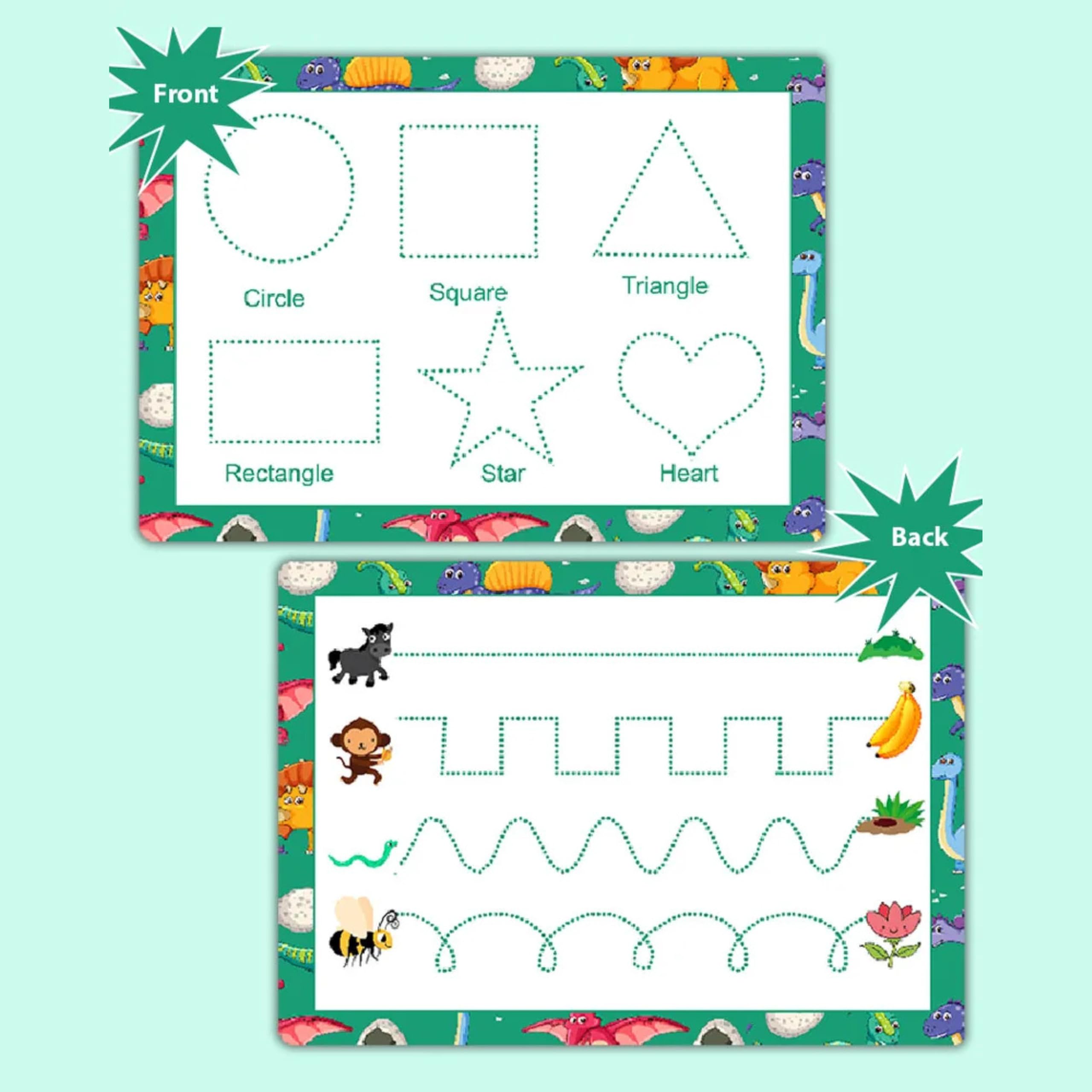 Writing Activity Mat for Toddlers – Reusable Shape & Line Tracing Board | Tear-Proof, Waterproof, Double-Sided Practice Sheet | Great for Home or Preschool Use by ZStore