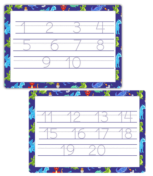 Number Tracing Practice Mat – Dinosaur Themed Double-Sided Wipe Clean Mat