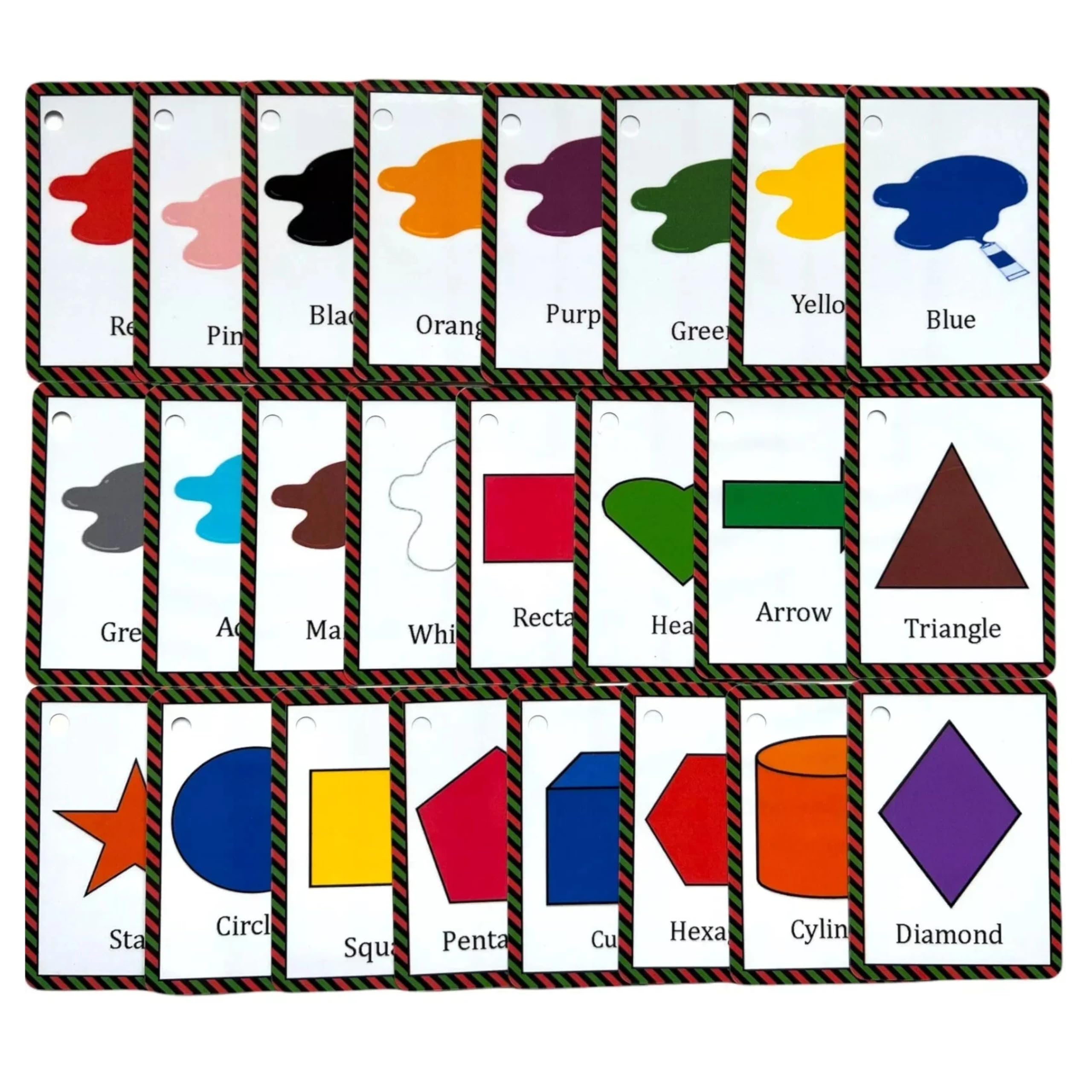 Toddler Flash Cards Set – 70 Educational Cards with Alphabet, Numbers, Colors & Shapes | Preschool Learning Flashcards with Fun Borders & Ring for Kids Ages 6m+ | ABC 123 Early Learning Toy by Zstore