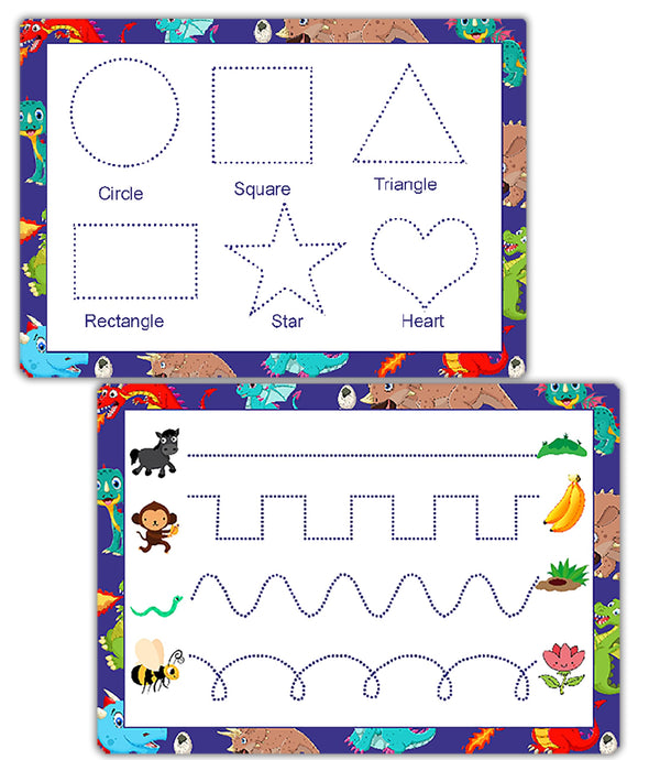 Toddlers Tracing Worksheet – Double-Sided Reusable Tracing Mat | Dragon Themed