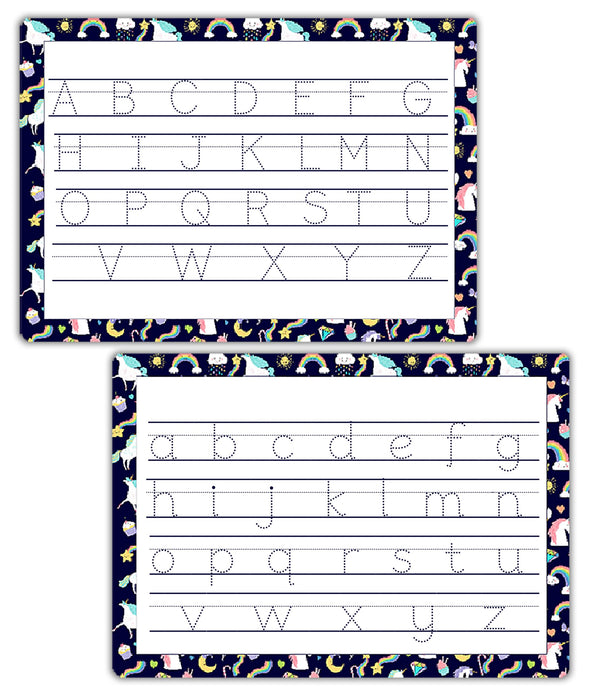 Unicorn Themed Alphabet Handwriting Mat Double Sided