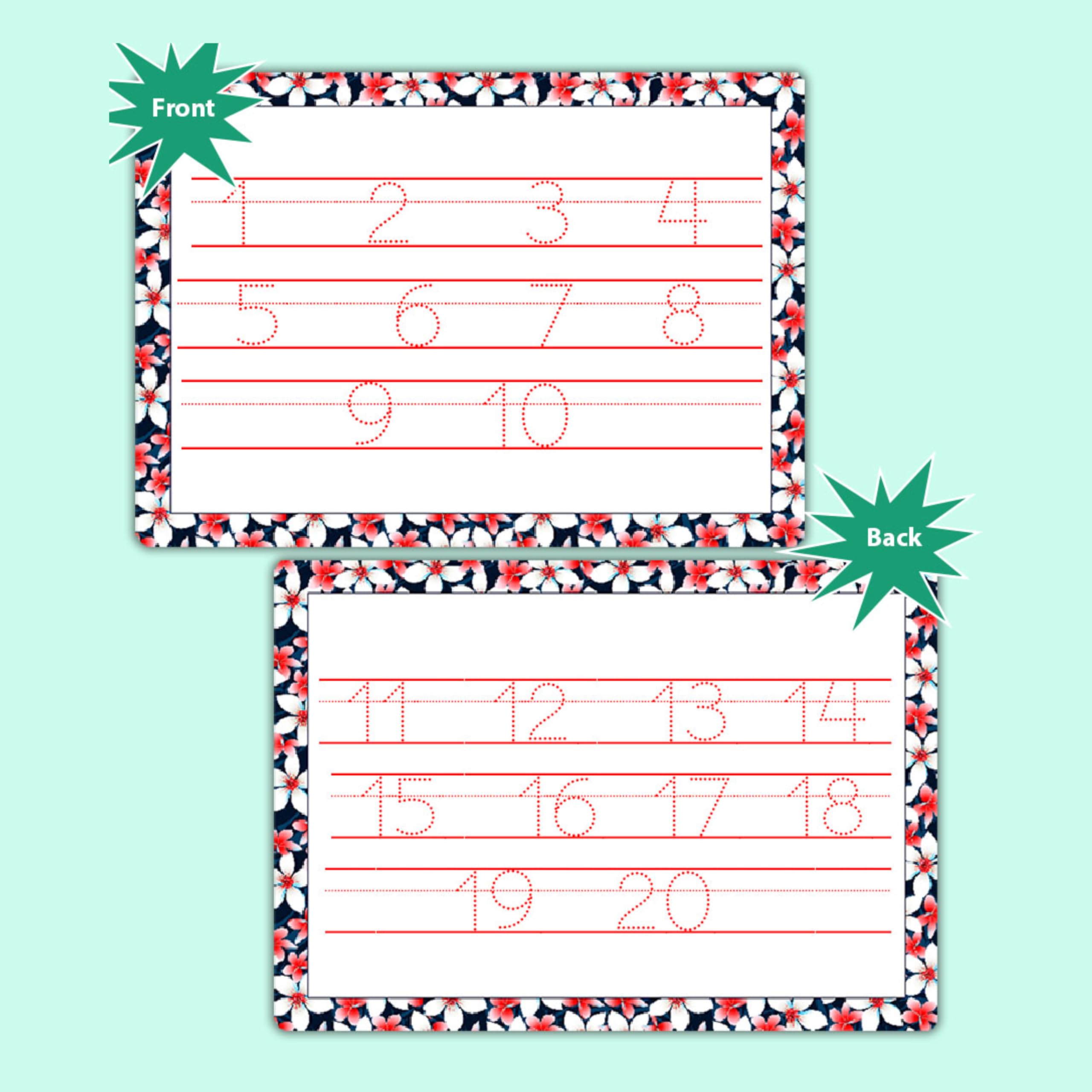 Reusable Number Tracing Mat 1 To 20 With Pen Waterproof by ZStore