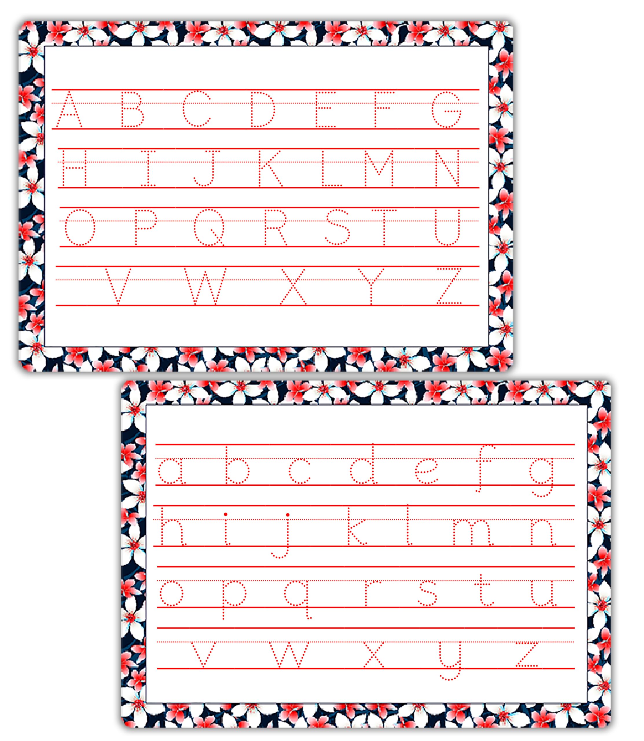 Flower Themed Kids Handwriting Alphabet A4 Reusable Tracing by ZStore