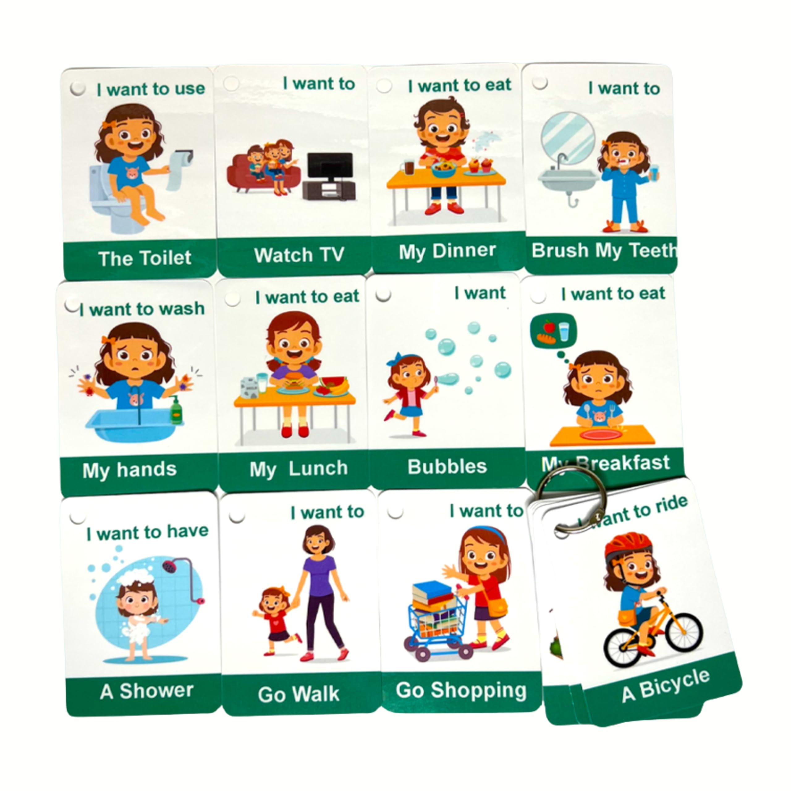 Daily Activities Flashcards For Kids 16 Cards Ring Binding by Zstore