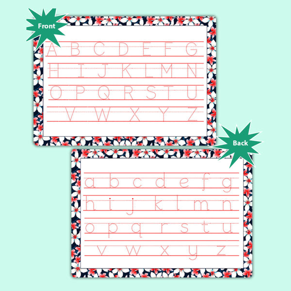 Handwriting Practice Sheet – Reusable Alphabet Tracing Mat | Flower Themed A4 Board