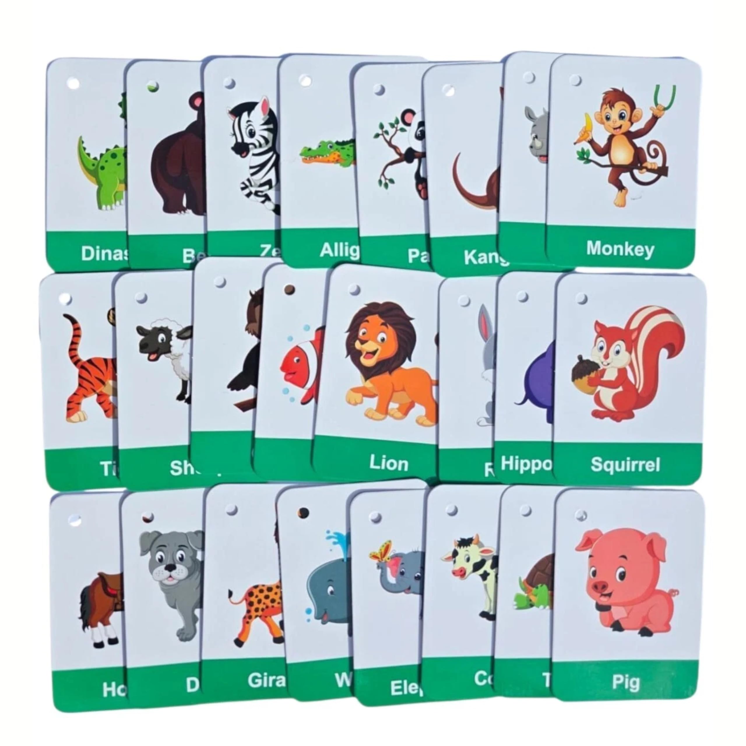 Cartoon Animal Flashcards for Toddlers 24 Laminated Cards by Zstore