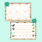 Tracing Shapes Worksheets for Toddlers | Reusable Wipeable Writing Board | Shape & Line Tracing Mat for Kids | Double-Sided Handwriting Practice Sheet | A4 Waterproof Educational Board by ZStore