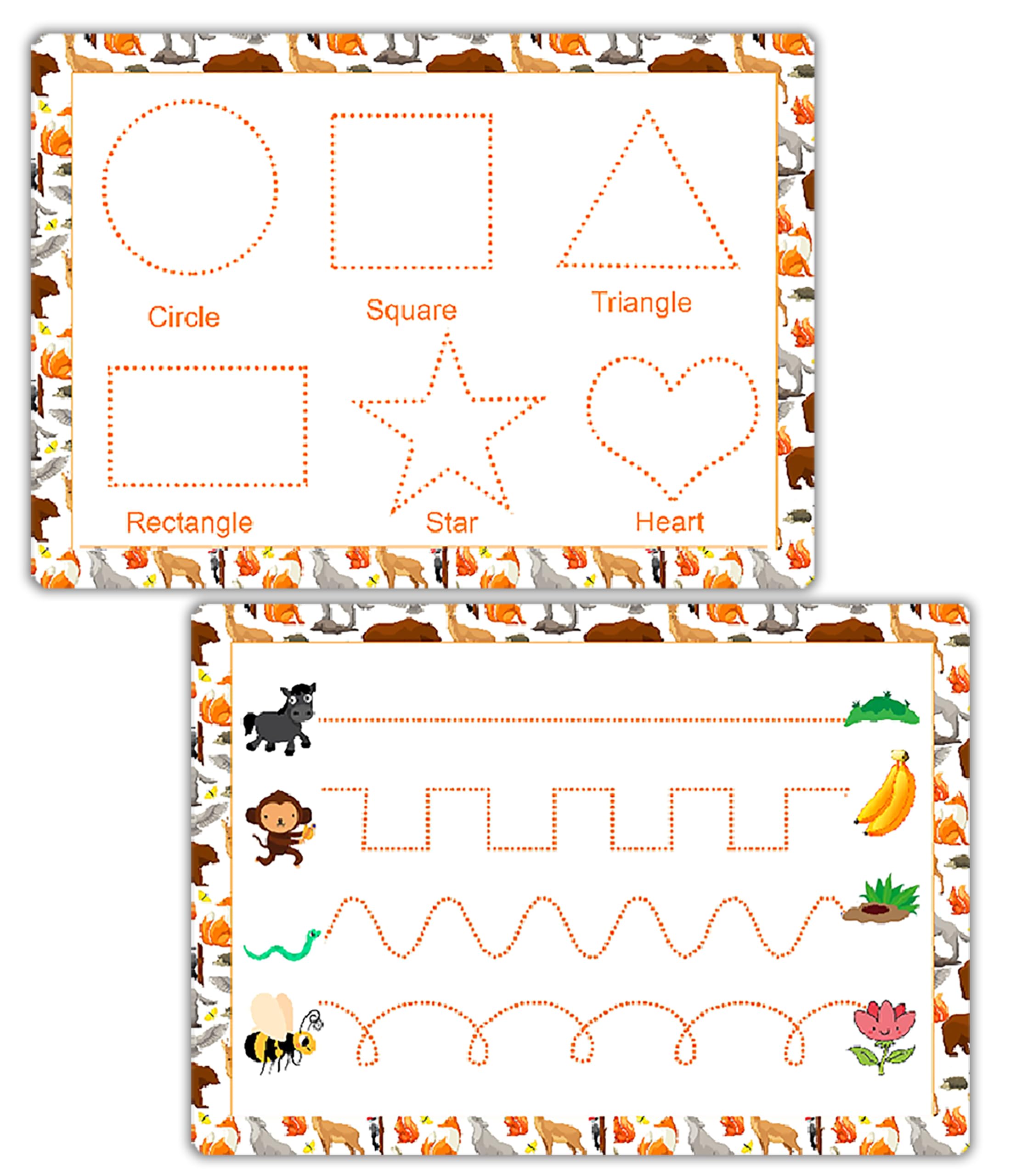 Toddler Tracing Mat Shapes Lines Double Sided Wipe Clean by ZStore