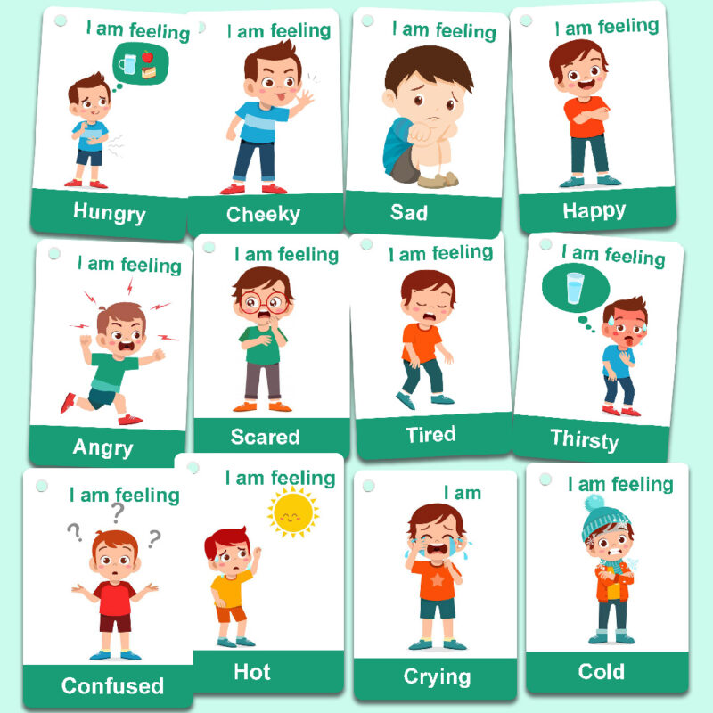 Feelings and Emotions Flashcards for Toddlers Boys - Zstore