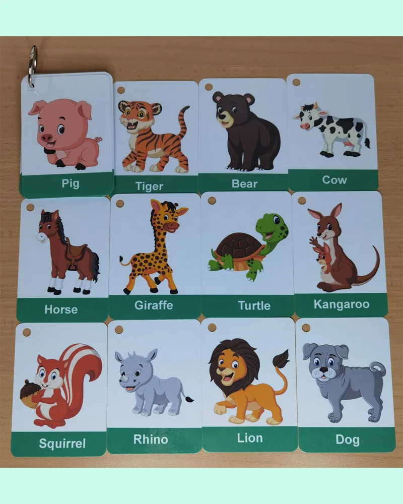 Cartoon Animal Flashcards for Toddlers
