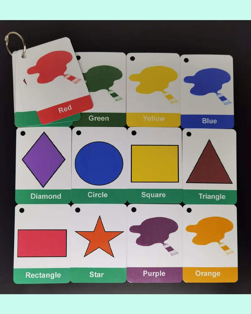 Shapes Colours Flash Cards Kids Toddlers Preschool Early Learning Resource EYFS 