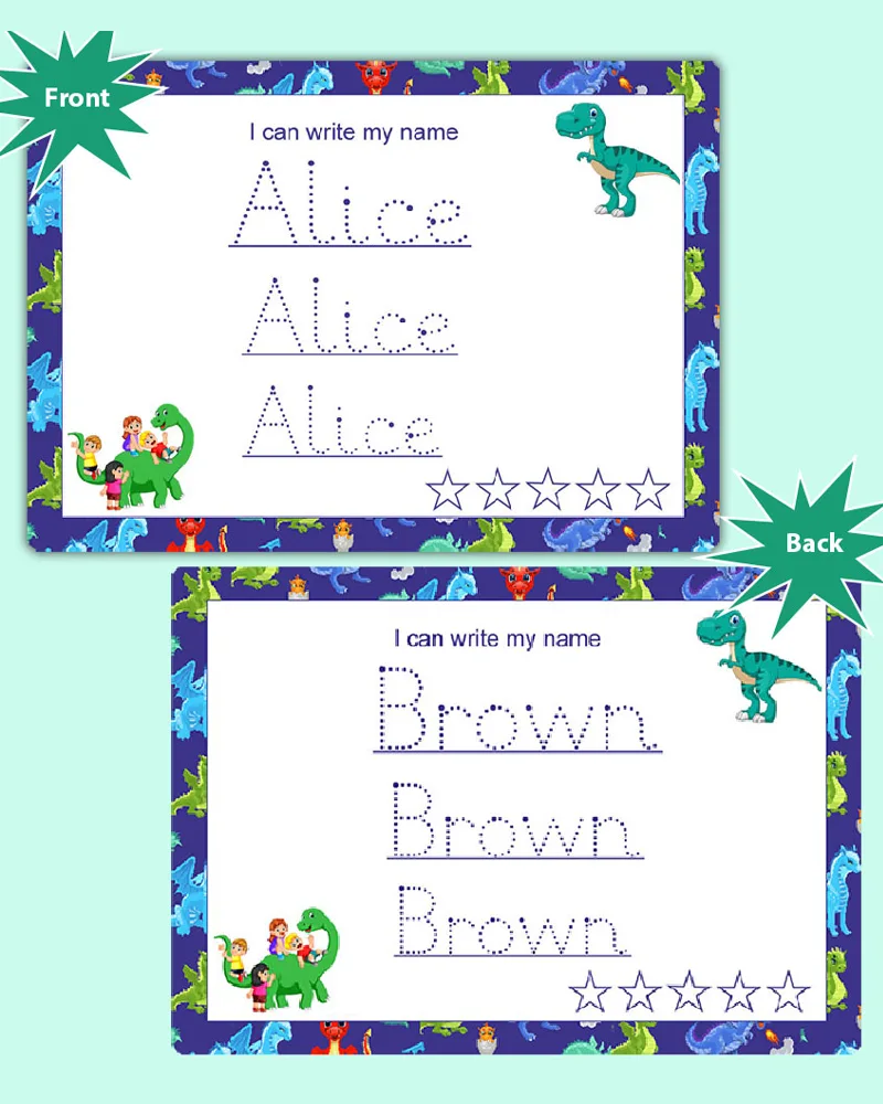 personalized name writing practice